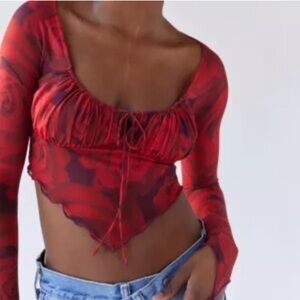 Red Long Sleeve Women's Top